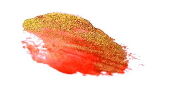 Esfregaço Maquiagem Vermelho Brilho Labial Fosco Isolado Fundo Branco Textura — Fotografia de Stock