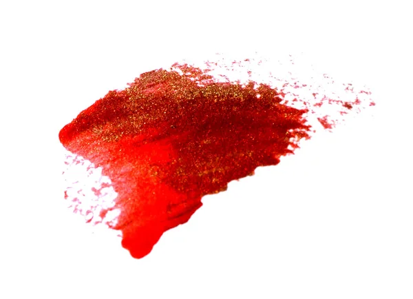 Röd Makeup Utstryk Matt Läppglans Isolerad Vit Bakgrund Röd Krämiga — Stockfoto