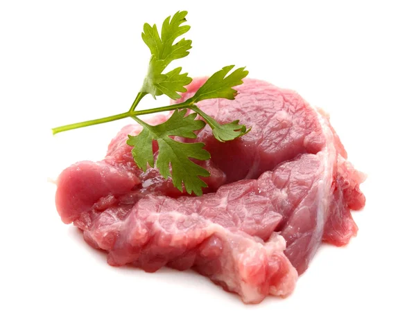 Uma Carne Vermelha Com Alecrim Isolado Sobre Fundo Branco — Fotografia de Stock
