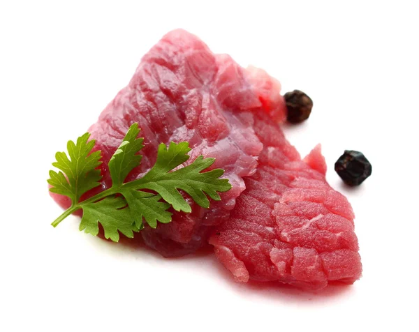 Ein Rotes Fleisch Mit Rosmarin Isoliert Auf Weißem Hintergrund — Stockfoto