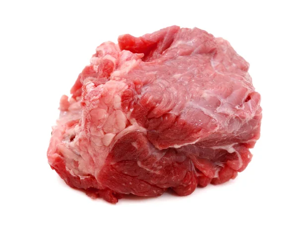 Carne Vermelha Pedaço Bife Isolado Sobre Fundo Branco — Fotografia de Stock