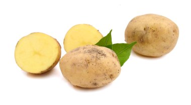 Genç patates üzerinde beyaz izole 