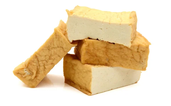Tofu Nakrájíme Kostky Izolovaných Bílém Pozadí — Stock fotografie