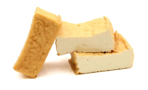 Cubos Tofu Ahumado Cuenco Madera —  Fotos de Stock