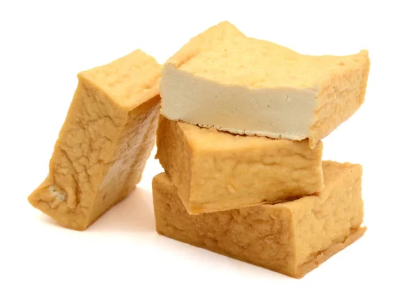 Tofu Kuber Isolerad Vit Bakgrund — Stockfoto