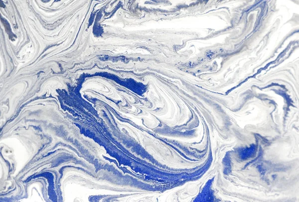 Blue marbling texture. Creative background with abstract oil painted waves, handmade surface.