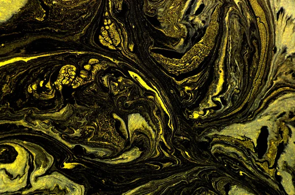 Textura Líquida Verde Dorado Fondo Jaspeado Mano Tinta Mármol Patrón — Foto de Stock