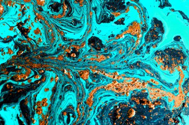 Mavi bilye deseni. Altın mermer sıvı doku. 