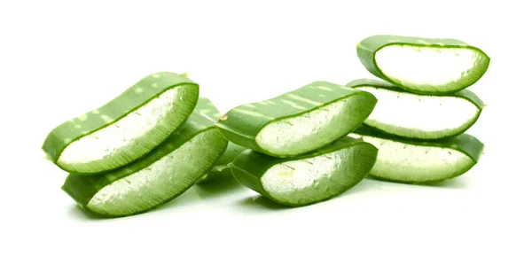 Närbild Aloe Vera Skiva Vit Bakgrund — Stockfoto