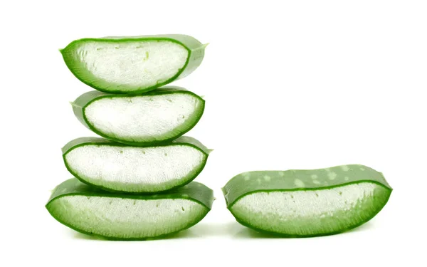 Närbild Aloe Vera Skiva Vit Bakgrund — Stockfoto