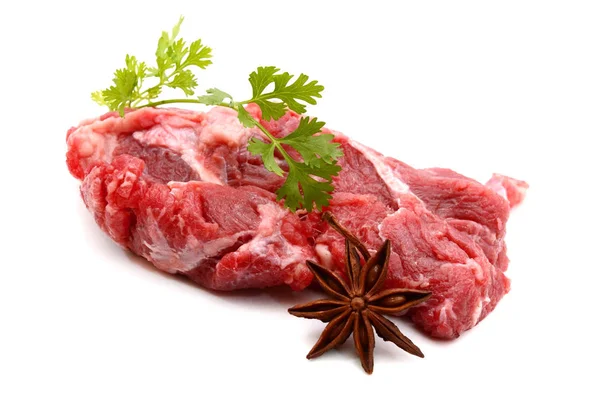 Büyük Kırmızı Yığın Beyaz Arka Plan Üzerinde Izole Biftek — Stok fotoğraf