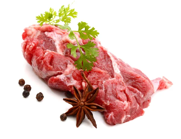 Enorme Rood Vlees Brok Steak Geïsoleerd Witte Achtergrond — Stockfoto
