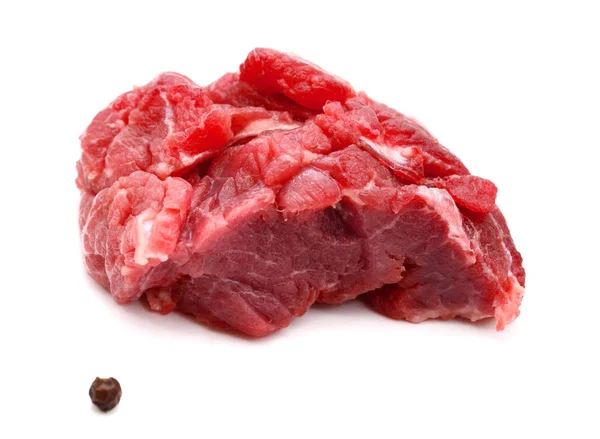 Enorme Pedaço Carne Vermelha Bife Isolado Sobre Fundo Branco — Fotografia de Stock