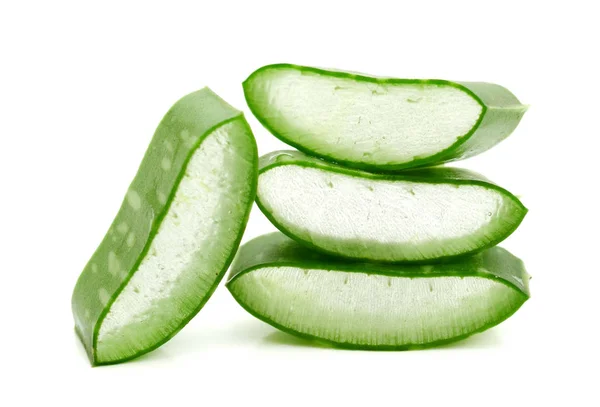 Hoja Fresca Aloe Vera Aislado Sobre Fondo Blanco — Foto de Stock