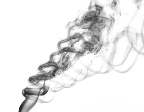 Fumée Noire Abstraite Sur Fond Blanc — Photo