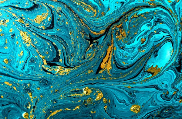 Patrón Mármol Azul Verde Dorado Textura Líquida Mármol Polvo Dorado — Foto de Stock