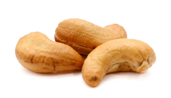 Kešu Ořechy Izolovaných Bílém — Stock fotografie
