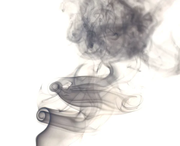 Fumaça Cinza Fundo Branco Fumaça Abstrata Gira Sobre Fundo Branco — Fotografia de Stock