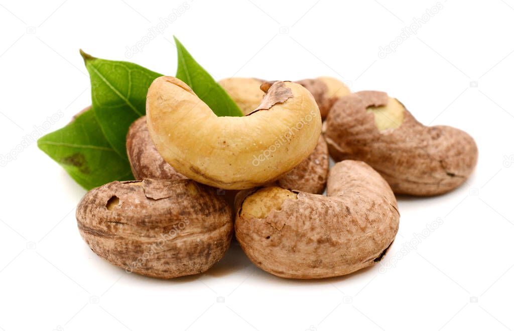 Cashew nuts isolated on white background 