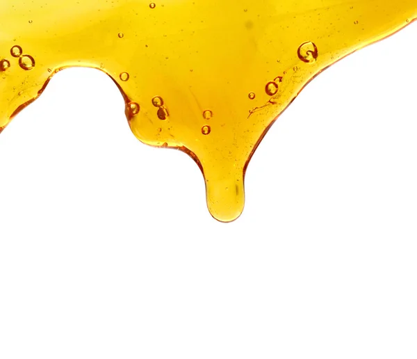 Honingraten Houten Stok Honing Plas Geïsoleerd Witte Achtergrond — Stockfoto