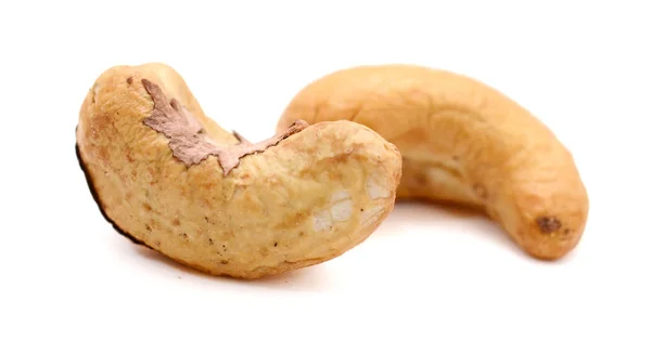 Handful Raw Cashew Seeds Anacardium Occidentale Shell Close Isolated White — Stock Photo, Image