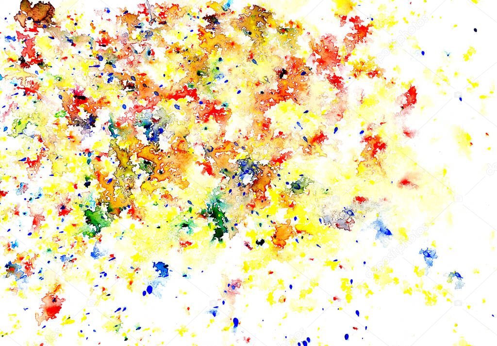 Abstract multicolored splashes of watercolor paint. Colored texture. Illustration for design
