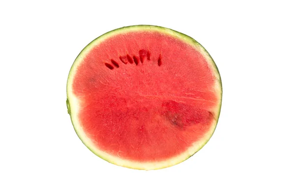 Die Hälfte der Wassermelone isoliert auf weißem Hintergrund. — Stockfoto