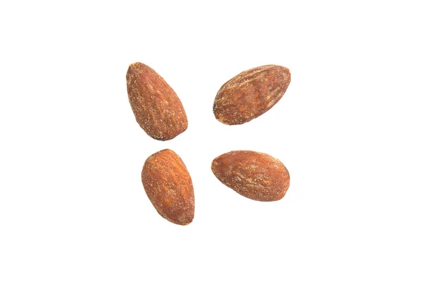 Amandes isolées sur fond blanc. — Photo