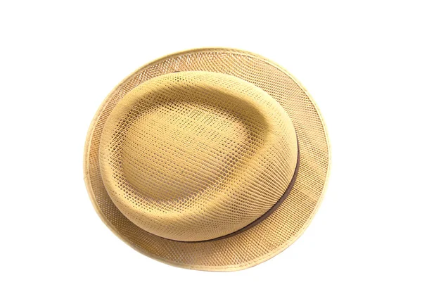 Chapeau vintage en paille fasion isolé sur fond blanc . — Photo