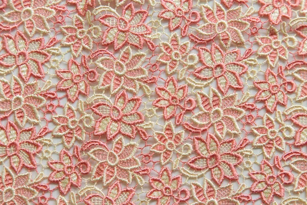 Pink lace on white background. No any trademark or restrict matter in this photo. — Stock Photo, Image