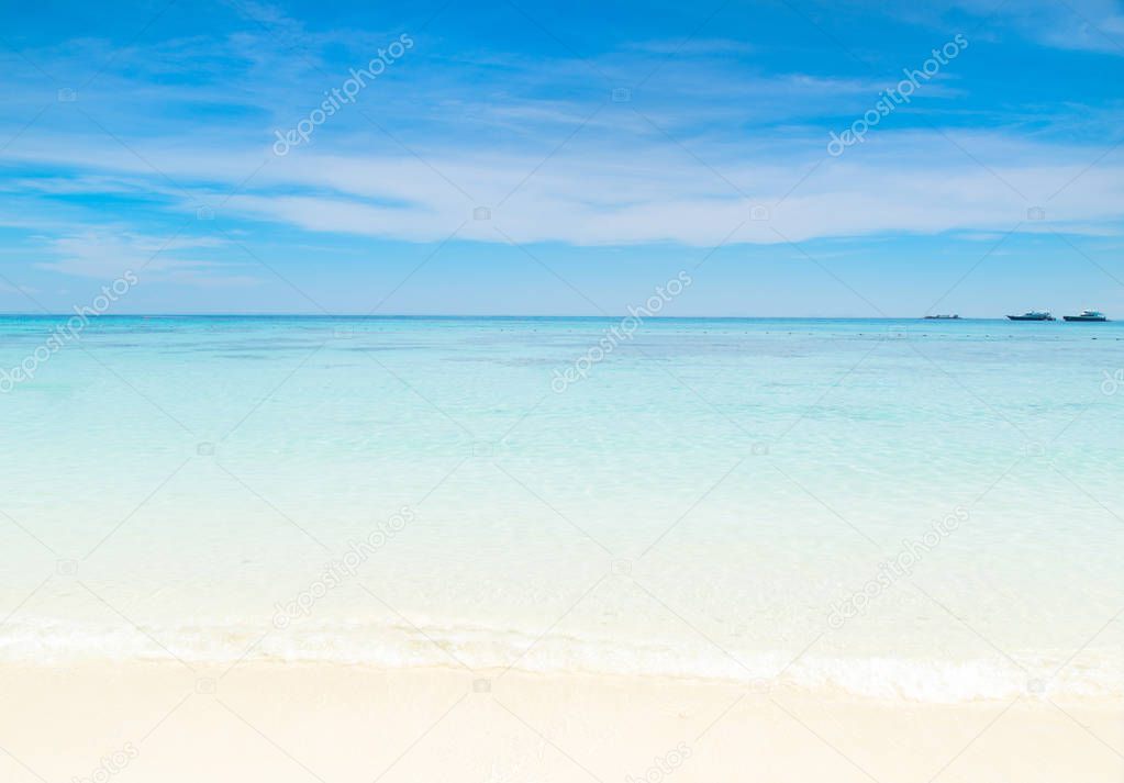 Empty sea and beach background with copy space.