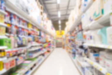 Süpermarket mağaza bokeh ile arka plan bulanıklık.