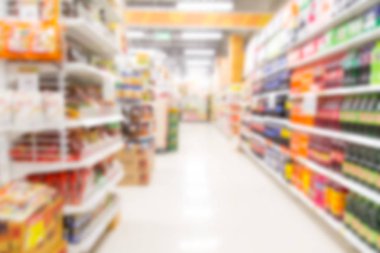 Süpermarket mağaza bokeh ile arka plan bulanıklık.