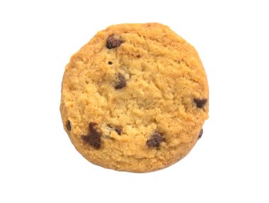 Beyaz arkaplanda izole edilmiş çikolatalı kurabiye.