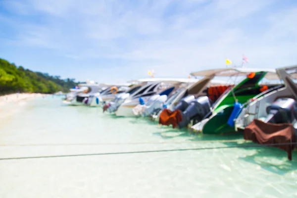 Desenfoque abstracto Barcos de velocidad y turista en Koh rok, Tailandia . — Foto de Stock