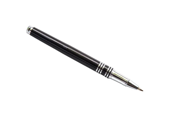 Μαύρο μεταλλικό στυλό που απομονώνονται σε λευκό φόντο. — Φωτογραφία Αρχείου