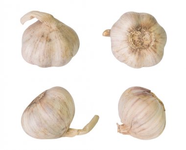 sarımsak izole üzerinde beyaz arka plan ayarlamak.