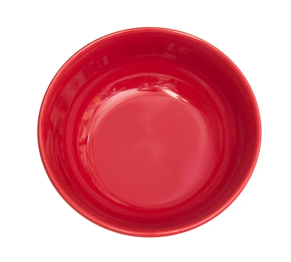 Leere rote Schüssel isoliert auf weißem Hintergrund, Clipping Pfad. — Stockfoto