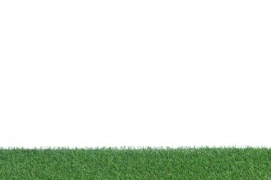 Beyaz arka planlı yeşil çimen zemin, tasarım için Mockup.