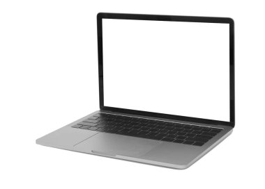 Boş ekranlı dizüstü bilgisayar kırpma yolu ile beyaz arkaplanda izole edildi.