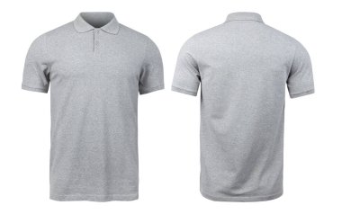 Grey polo shirts mockup front and back used as design template, isolated on white background with clipping path. clipart