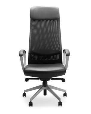 Siyah ofis sandalyesi kırpma yolu ile beyaz arkaplanda izole edildi.