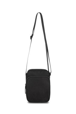 Siyah cep çantası kırpma yolu ile beyaz arkaplanda izole edildi.