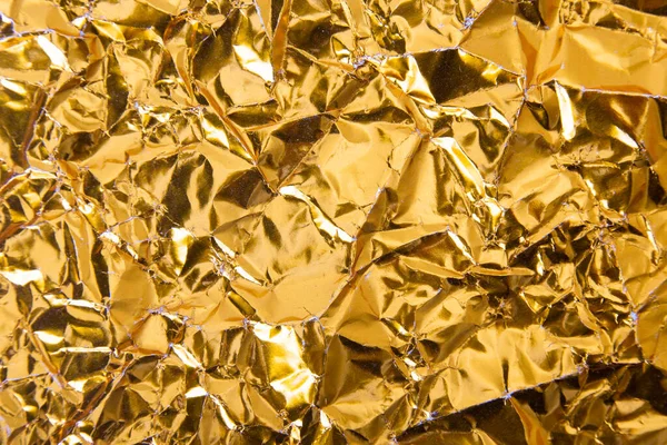 Guld Skrynkliga Folie Papper Textur Bakgrund — Stockfoto