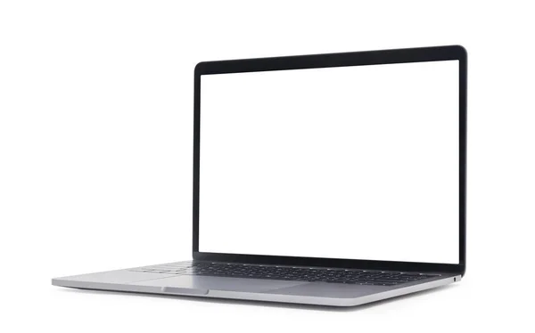 Laptop Met Blanco Scherm Geïsoleerd Witte Achtergrond Met Clipping Pad — Stockfoto