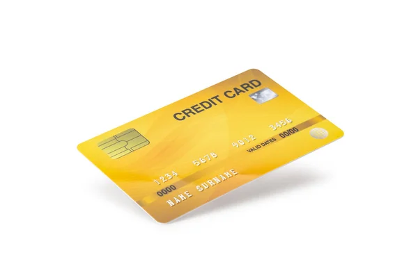 Gelbe Kreditkarte Isoliert Auf Weißem Hintergrund Mit Clipping Pfad — Stockfoto