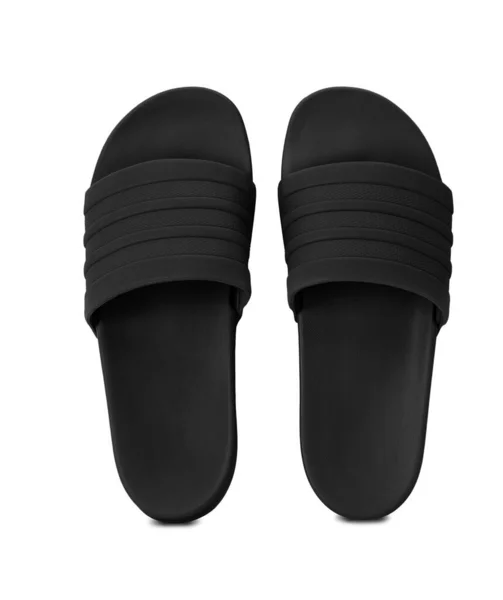 Zwarte Rubberen Sandaal Geïsoleerd Witte Achtergrond Met Clipping Pad — Stockfoto