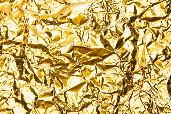 Fondo Textura Papel Aluminio Arrugado Oro —  Fotos de Stock