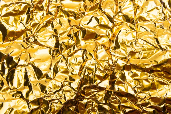 Gold Crumpled Foil Paper Texture Background — Stock Photo, Image
