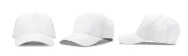 Λευκό Καπέλο Του Μπέιζμπολ Απομονώνονται Λευκό Φόντο Απόκομμα Μονοπάτι Εμπρόσθια — Φωτογραφία Αρχείου